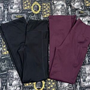 Lot of 2 yoga pants flare leg wide leg